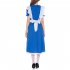 Female Adults Maid Cosplay Dress Solid Color Blue DE Size XL