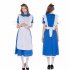 Female Adults Maid Cosplay Dress Solid Color Blue DE Size XL