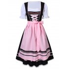 Female Bavarian Traditional Dirndl Dress Fastening Ties for Beer Festival  Pink black S