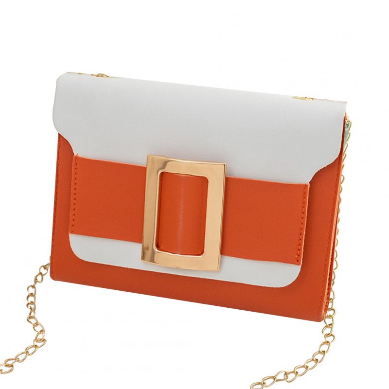 Female Fashion Color-matching Satchel Sweet Casual for Phone Card Organize Orange