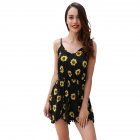 Female Fashion Printing Casual Jumpsuit Strap Top Pants Summer Suits Small daisy XXL