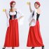 Female Maid Cosplay Dress Costume Retro Mandarin Sleeve Long Dress for Halloween Beer Festival  red M