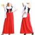 Female Maid Cosplay Dress Costume Retro Mandarin Sleeve Long Dress for Halloween Beer Festival  red XL