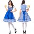 Female Maid Dress Blue Plaid Custome Cosplay Dirndl for Beer Festival Halloween Carnival Clothes Blue plaid XXL
