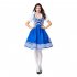 Female Maid Dress Blue Plaid Custome Cosplay Dirndl for Beer Festival Halloween Carnival Clothes Blue plaid XL