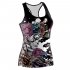 Female Ptinting Sleeveless Vest Tops U Shape Collar Breathable Fitness Vest WDBS1003 S