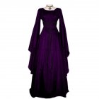 Female Royal Style Long Dress Long Sleeve Round Collar Irregular Cosplay Dress for Halloween Party purple M