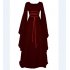 Female Royal Style Long Dress Long Sleeve Round Collar Irregular Cosplay Dress for Halloween Party purple L
