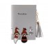 Female Short Embroidery Animal Pattern Purse with Tassel Zipper Card Holder gray