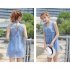 Female  Swimsuit  Skirt style One piece Sexy Lace Skirt Conservative Fresh Swimsuit blue M