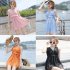 Female  Swimsuit  Skirt style One piece Sexy Lace Skirt Conservative Fresh Swimsuit Orange M