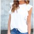 Femininas 2018 Summer  Women Sexy Blouse O Neck Sleeveless Ruffles Casual Solid Shirts Elegant Plus Size Tee Tops