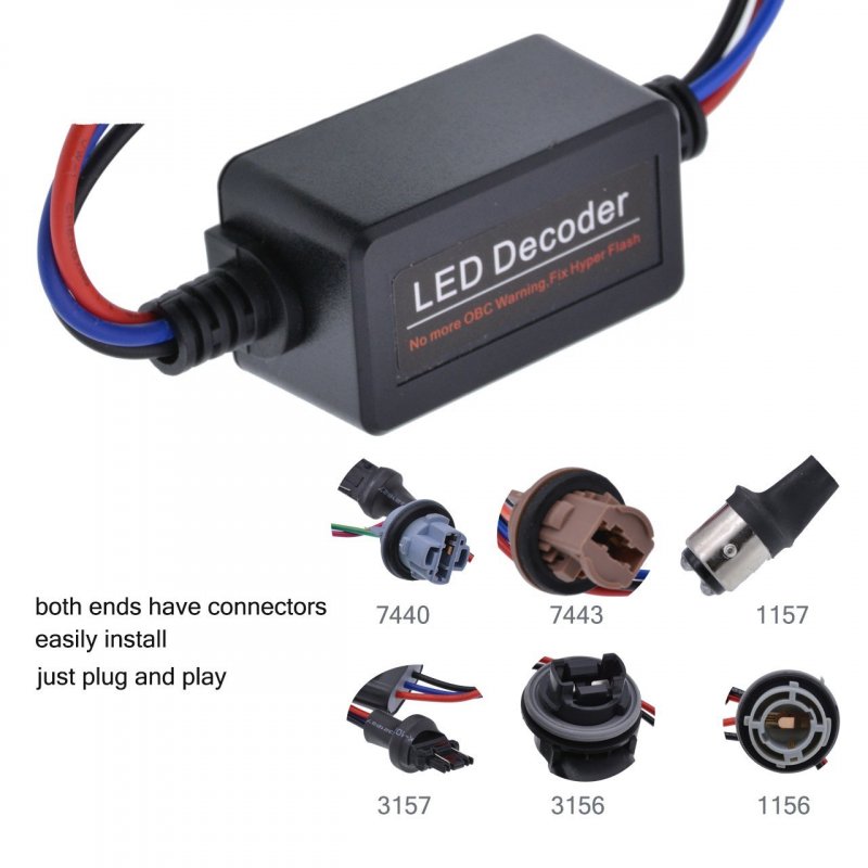 2pcs 7440/T20 (Single Line) Car LED Decoder Warning Error Canceller Turn Signal Light Lamp Anti Flicker
