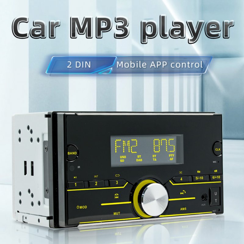 2-Din 12V Car Radio Stereo Remote Control Audio Music MP3 Player Hands-Free Calling 7 Colored Button Lights 