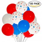 [US Direct] Fidgetkit 12-Inch Star Printing Latex Balloon(100 Pieces), Red, Blue, White, and Star Balloons for Celebration United States Independence Day