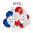 Fidgetkit 12 Inch Star Printing Latex Balloon 100 Pieces   Red  Blue  White  and Star Balloons for Celebration United States Independence Day