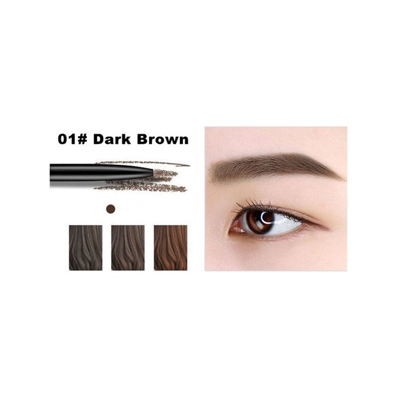 Fine Sketch Double Head Liquid Eyebrow Pen Waterproof Tattoo Eye Brow Pencil  01 dark brown