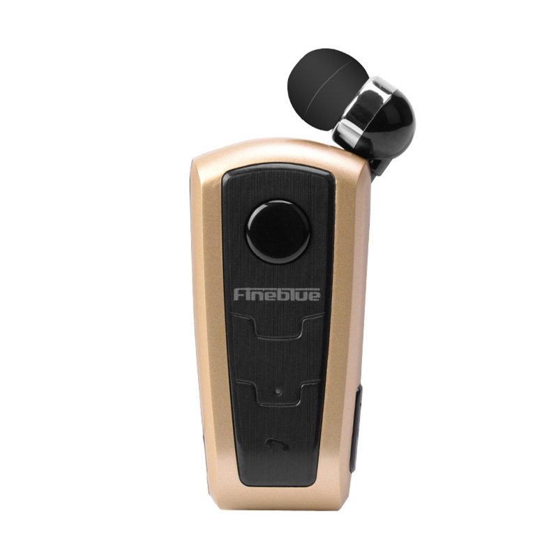 Fineblue F910 Retractable Headphones V5.1 Handsfree Long Standby Single In-Ear Earpiece With Microphone For Business Driving gold