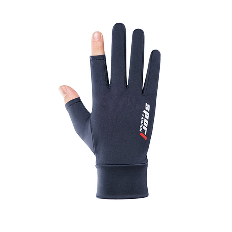 Fingerless Touch Screen Gloves Cycling Breathable Touch Screen Gloves Outdoor Sun Proof Ultra-thin Fabric Bike Gloves Two fingers blue_One size
