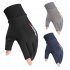 Fingerless Touch Screen Gloves Cycling Breathable Touch Screen Gloves Outdoor Sun Proof Ultra thin Fabric Bike Gloves Two fingers gray One size