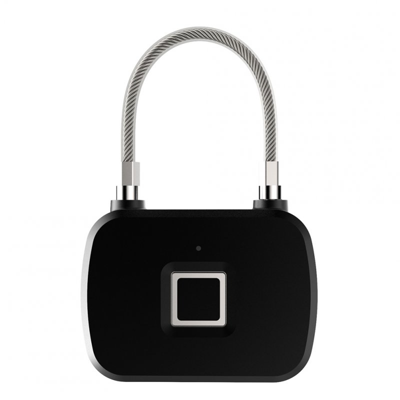 Fingerprint Lock Smart Keyless Anti-Theft Padlock for Travel Suitcase Bicycle black