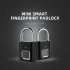 Fingerprint Padlock Biometric Metal Keyless Thumbprint Lock USB Rechargeable for Luggage Bookcase Suitcase Black