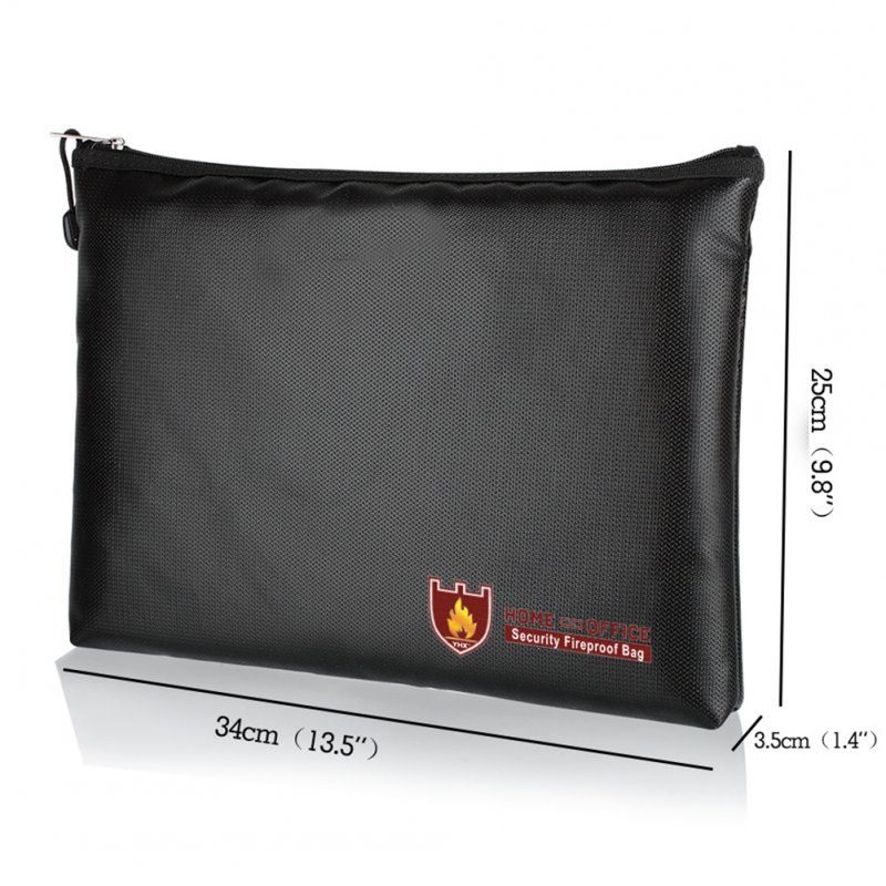 Fireproof Liquid Silicone Documents Bag with Zipper for Files Storage Large size 34*25*3.5CM