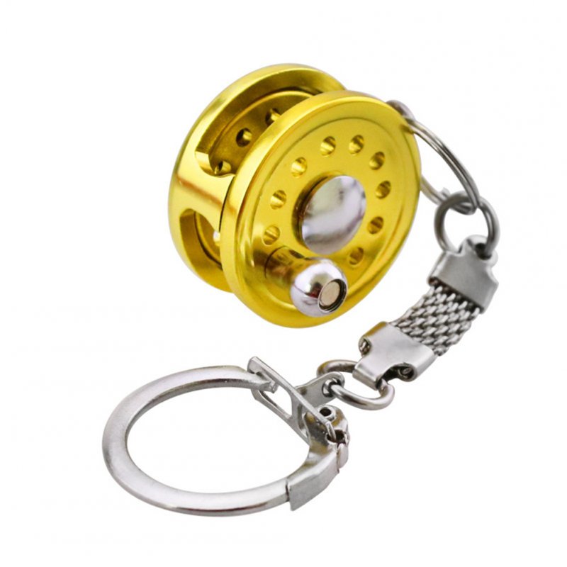 Fish  Reel   Keychain Golden Fisherman Spinning Fishing Reel Charactor Miniature Raft reel pendant