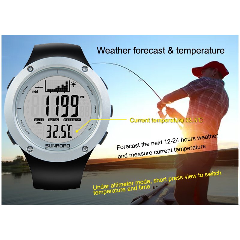 Wholesale Fishing Barometer Watch FR722A-5ATM Waterproof, Barometer,  Altimeter, Thermometer, Weather Forecast (Sliver) From China