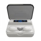 Bluetooth 5.0 Earphones Mini LCD In-ear Headphones Wireless Binaural Talk High Capacity Earbuds white