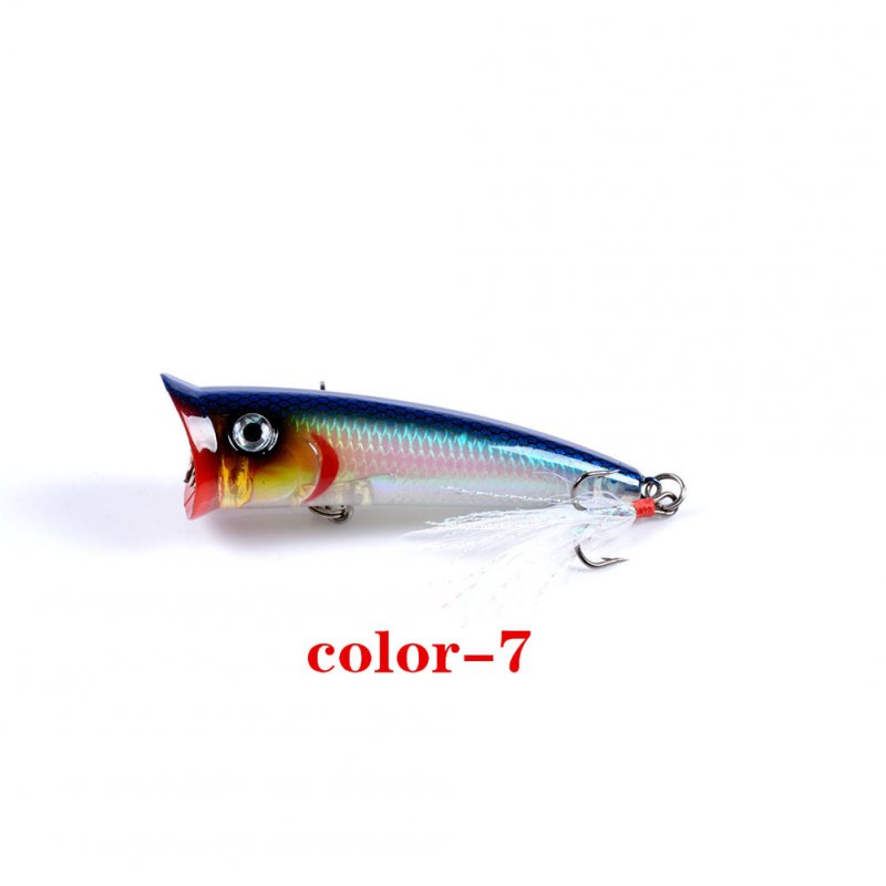Fishing Lure 7.8cm 10.5g Topwater Wobbler Artificial Hard Bait with Feather Hook 7#