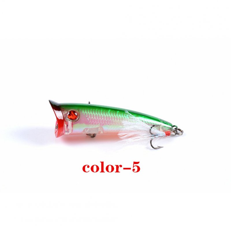 Fishing Lure 7.8cm 10.5g Topwater Wobbler Artificial Hard Bait with Feather Hook 5#