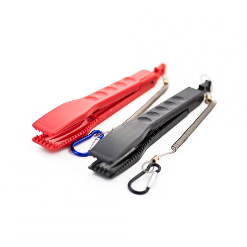 Fishing Pliers Gripper Fish Clamp with Lock Switch Tightening Clamp Body Spring Lanyard Holder Gripper Controller Tools red_Rope