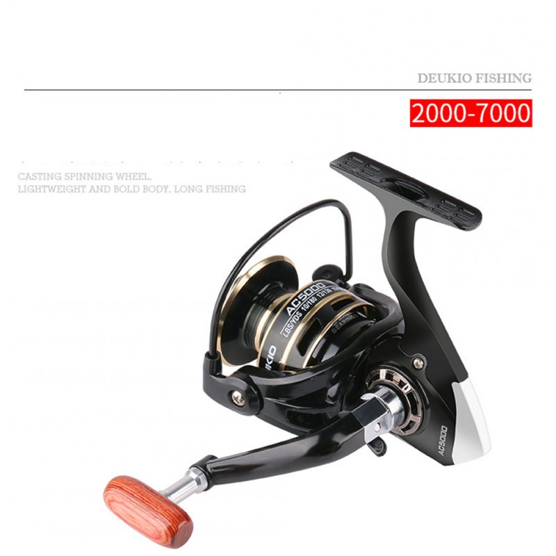 Fishing Reel Folding Rocker Arm Sea Fishing Rod Spinning Wheel Fishing Accessories AC5000(Wooden handle)