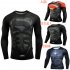 Fitness Compression Shirt Men Anime Printing Bodybuilding Long Sleeve Crossfit 3D Superman Punisher T Shirt  black superman M