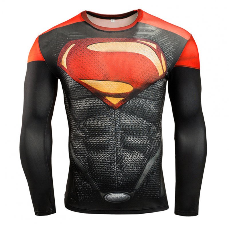Fitness Compression Shirt Men Anime Printing Bodybuilding Long Sleeve Crossfit 3D Superman Punisher T Shirt  Superman A_L