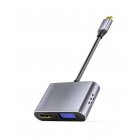 Five In One Docking  Station Type-c To Hdmi Vga Pd Usb3.0 Hub With Screen Hub gray