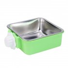 Fixed Hanging Pet Feeder Stainless Steel Dog Bowl Cage Drinking Water Feeder green Small box