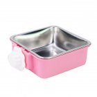 Fixed Hanging Pet Feeder Stainless Steel Dog Bowl Cage Drinking Water Feeder Pink Small box