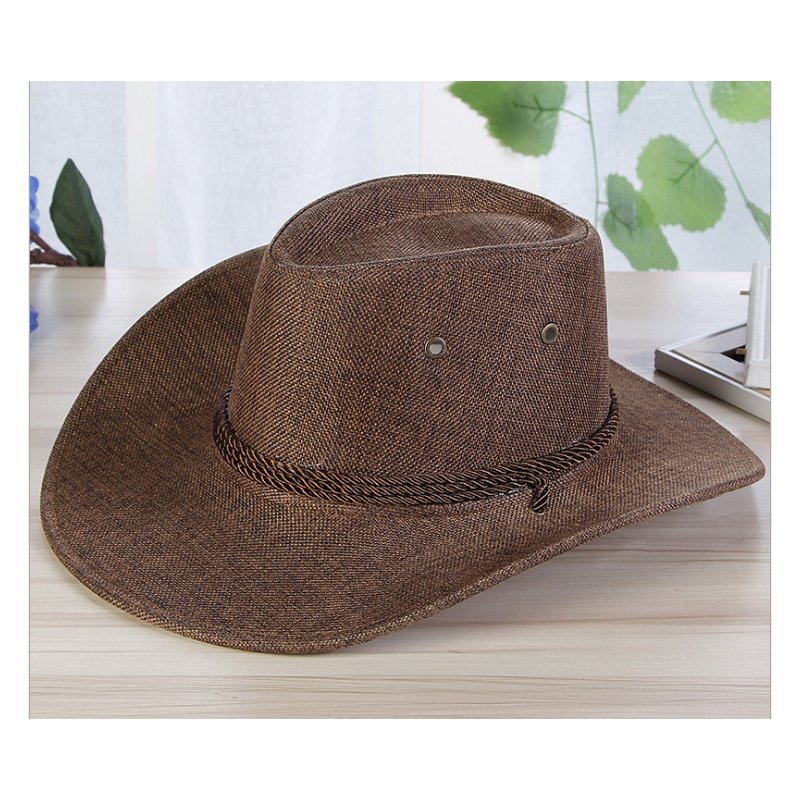 Men Summer Cool Western Cowboy Hat Outdoor Wide Brim Hat   