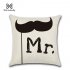 Flax Lovers Series Mr Mrs Proverbs Printing Pillow Cover for Home Decoration