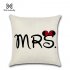 Flax Lovers Series Mr Mrs Proverbs Printing Pillow Cover for Home Decoration