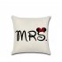 Flax Lovers Series Mr Mrs Proverbs Printing Pillow Cover for Home Decoration