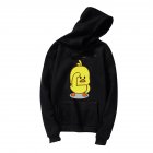 Fleece Cartoon Yellow Duck Pattern Hooded Sweatshirt for Men Women black S