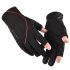 Fleece Gloves Autumn Winter Warm Gloves Elastic Non slip Gloves With Exposed Two Fingers Dark gray with hood One size