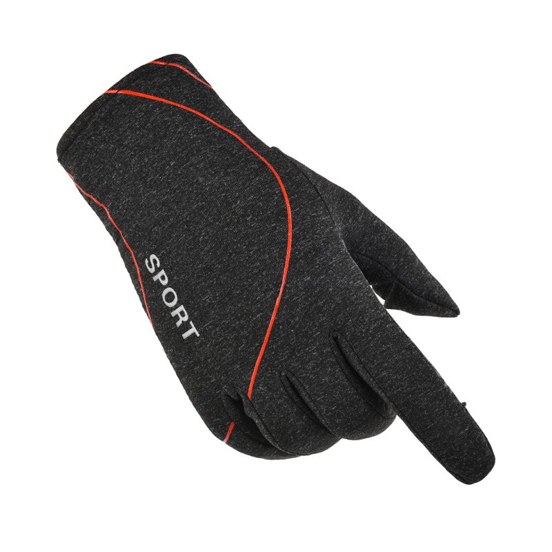 Fleece Gloves Autumn Winter Warm Gloves Elastic Non-slip Gloves With Exposed Two Fingers Dark gray with hood_One size