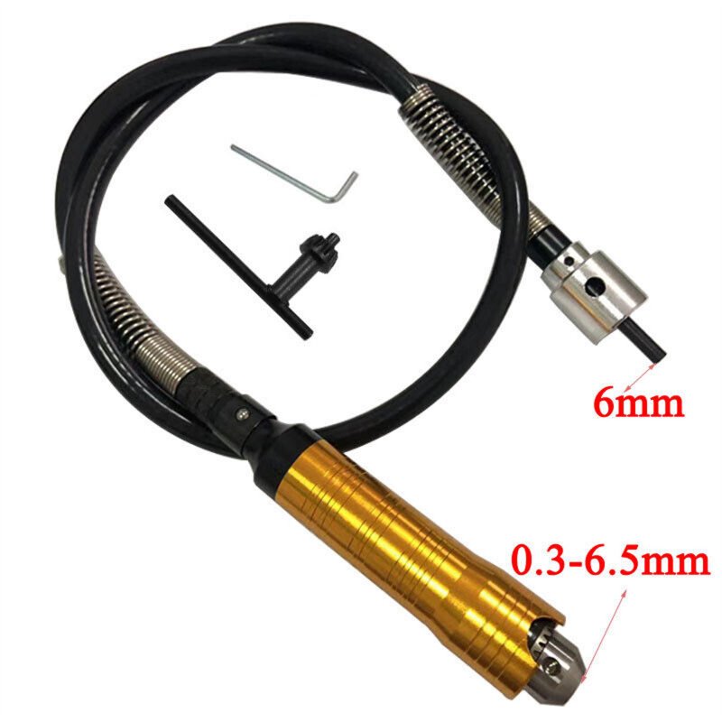 Flex Shaft Rotary Tool Attachment Engraver Flexible Shaft 0.24 Inch/6MM Flex Shaft Handpiece Power Tool Mini Grinder Accessories For Engraving Carving Polishing Drilling black