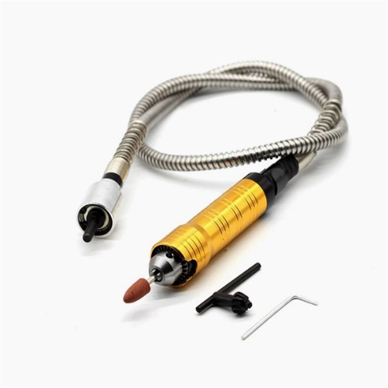 Flex Shaft Rotary Tool Attachment Engraver Flexible Shaft 0.24 Inch/6MM Flex Shaft Handpiece Power Tool Mini Grinder Accessories For Engraving Carving Polishing Drilling silver