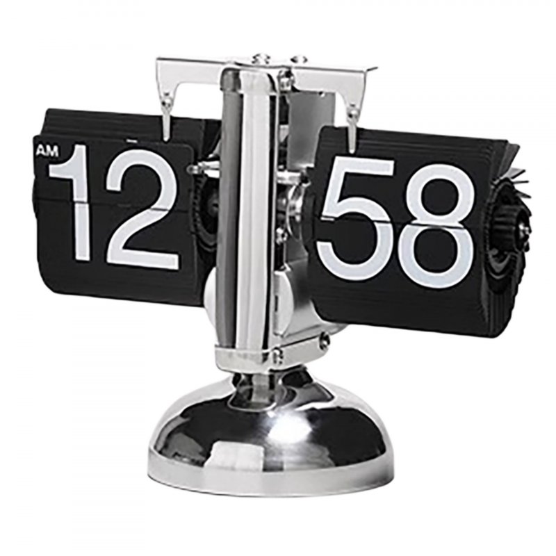 Flip Down Clock, Flip Clock With Big Digital Design, Non-slip Mat, Rotary Switch, Smooth Surface Retro Automatic Desk Clock For Living Room, Office All black model