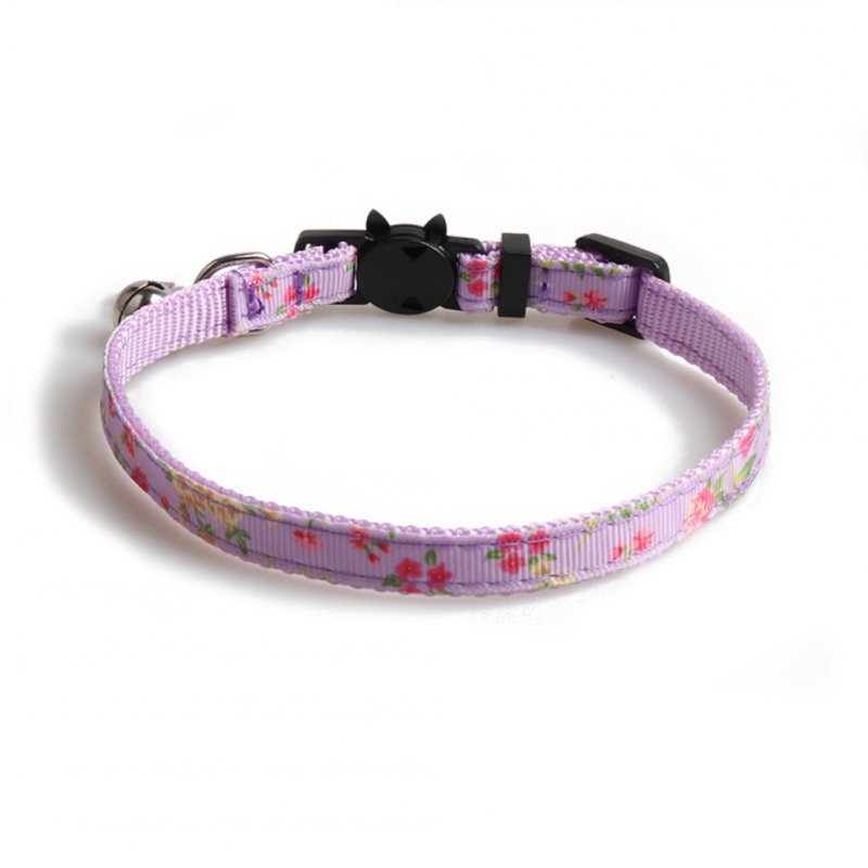 Floral Print Cat  Ribbon Cat Neck Collar Decoration Pet Supplies purple
